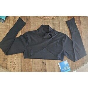 Coolibar Swimshirt Top Kaycos Shrug Womens Black UPF 50 Rash Guard Thumbholes XS